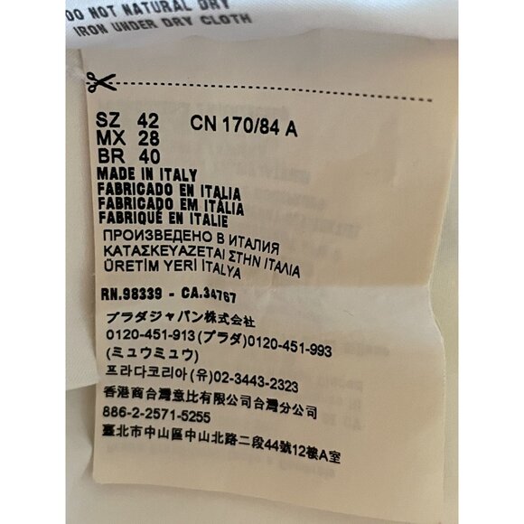 Miu Miu Womens White Button-Up Cropped Shirt With Embroidered Logo & Front Pocke - Picture 9 of 16